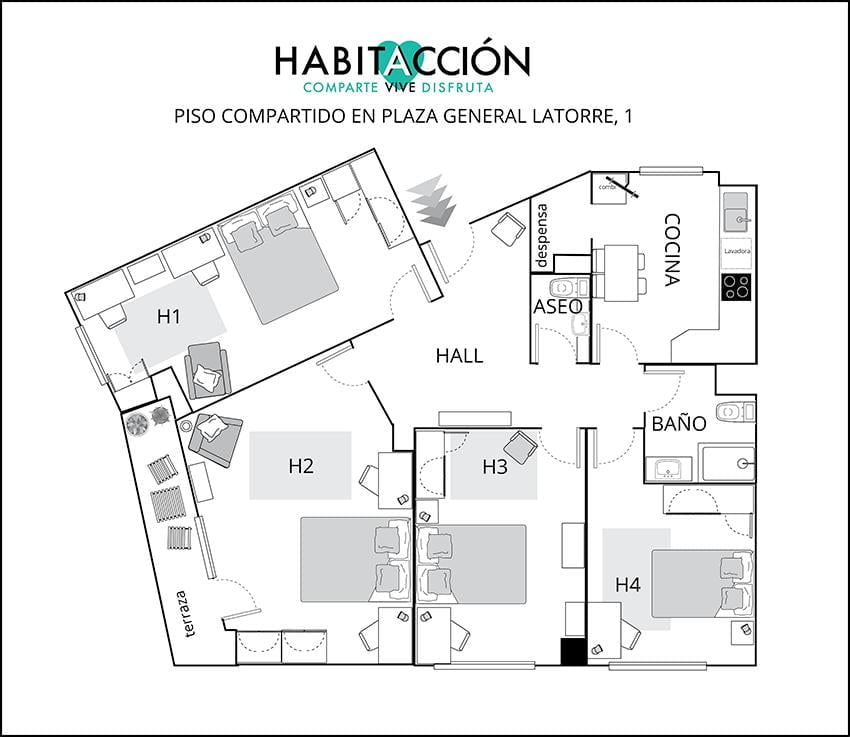 La torre - Private room in apartment Bilbao - Plan