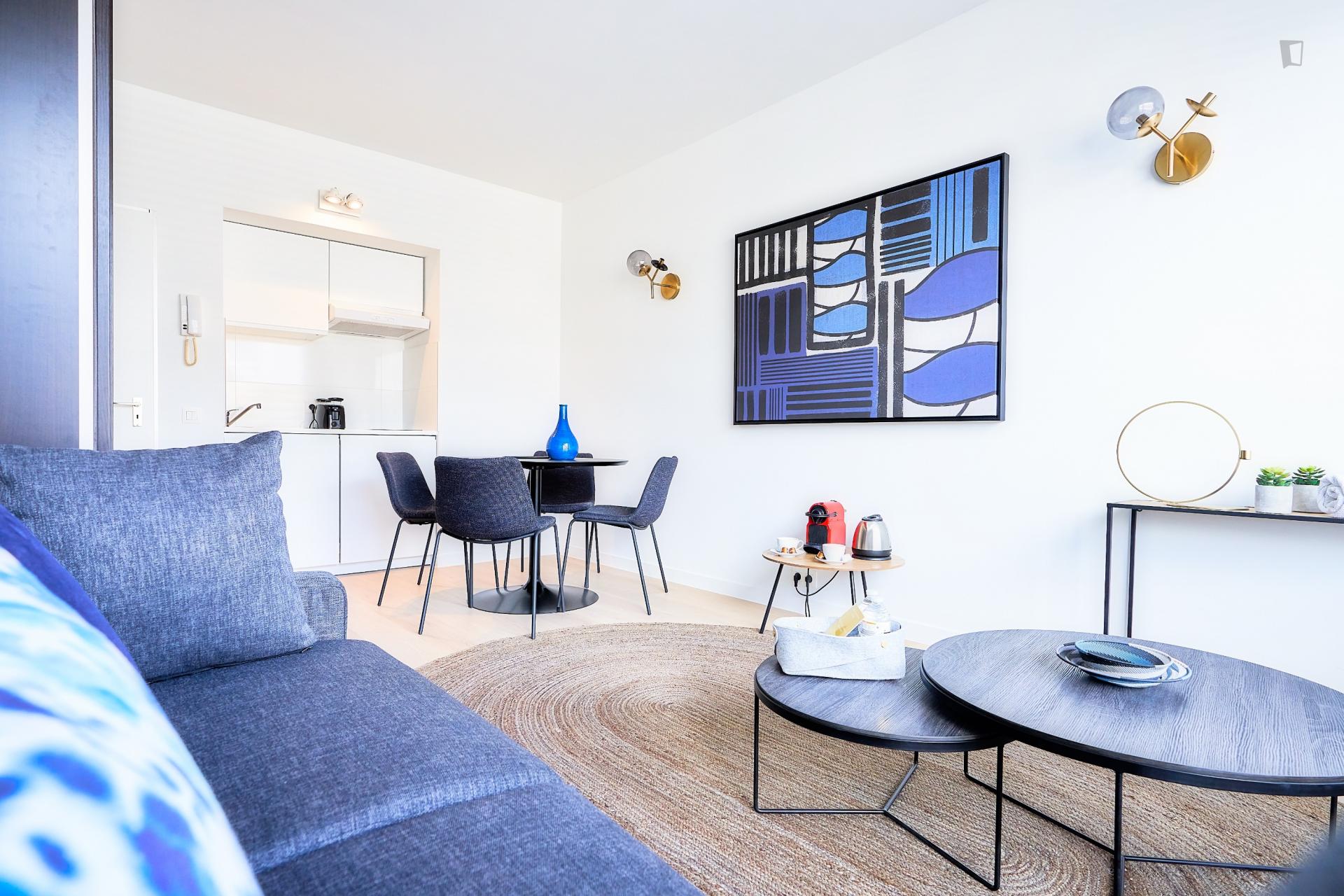 Blanche- Studio apartment for expats in Belgium - Living room