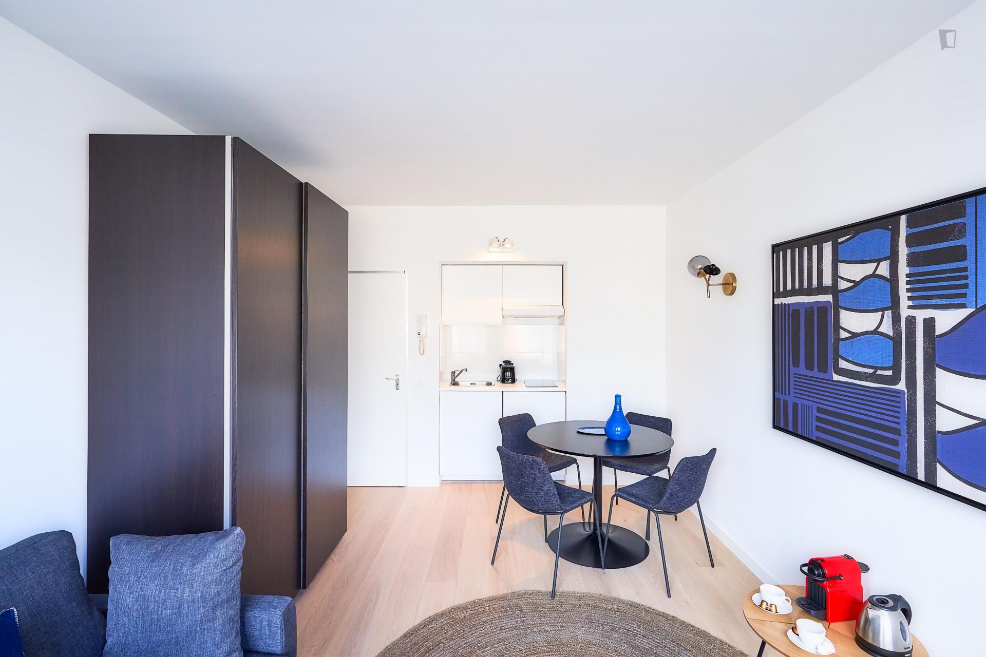 Blanche- Studio apartment for expats in Belgium - Living room