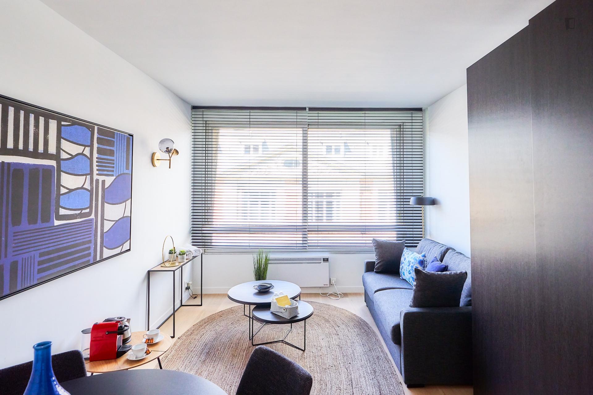 Blanche- Studio apartment for expats in Belgium - Living room